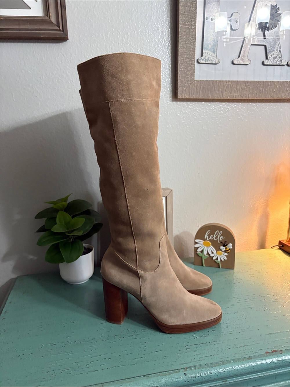 Michael Kors Tan Suede Over-The-Knee Boots - Picture 2 of 6